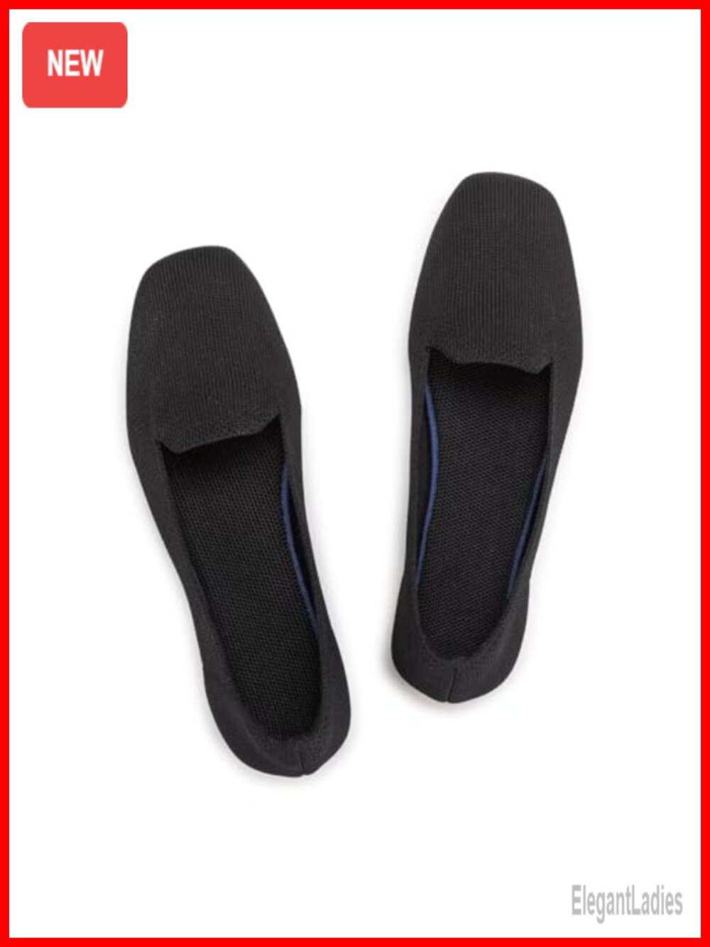 Women's Knit Loafers Square Toe Slip On Comfortable Office Work Driving Shoes